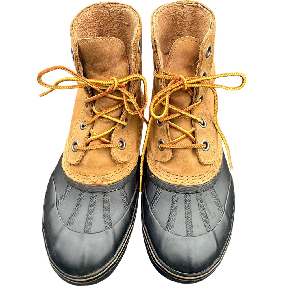 Sorel Cheyanne II Waterproof Duck Boots Mens 7.5 Tobacco Black NM3457-286 EUC